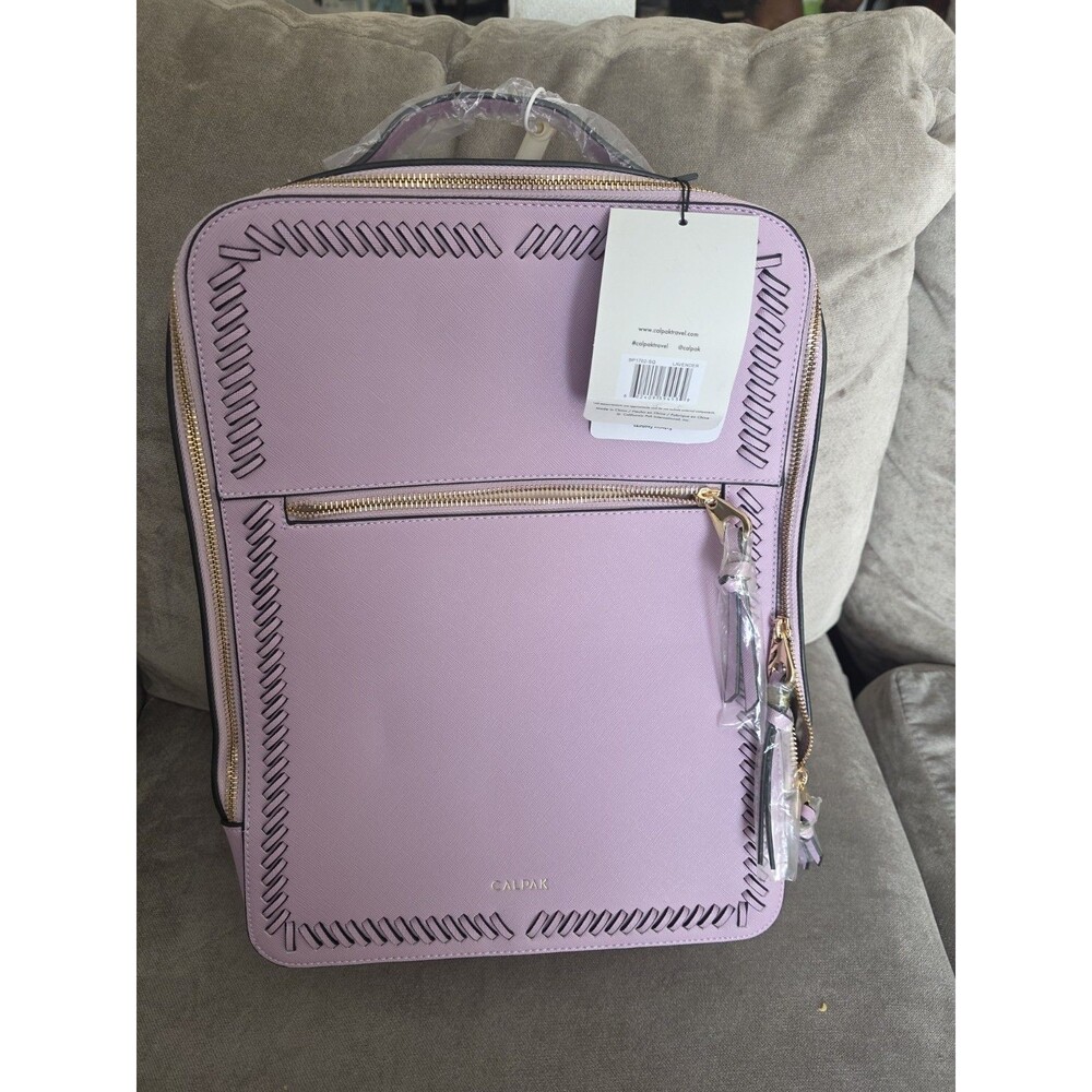 CALPAK Kaya 15" Laptop Backpack Lavender Vegan Leather Travel Work Bag NEW - Picture 5 of 11